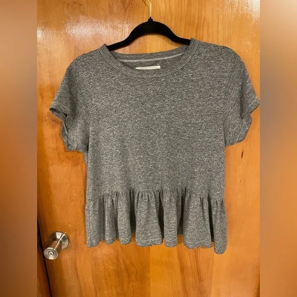 The Great Ruffle Tee in Heather Grey - Picture 2 of 7